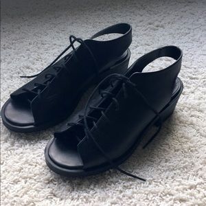 H&M Black Lace Up Chunky Sandals